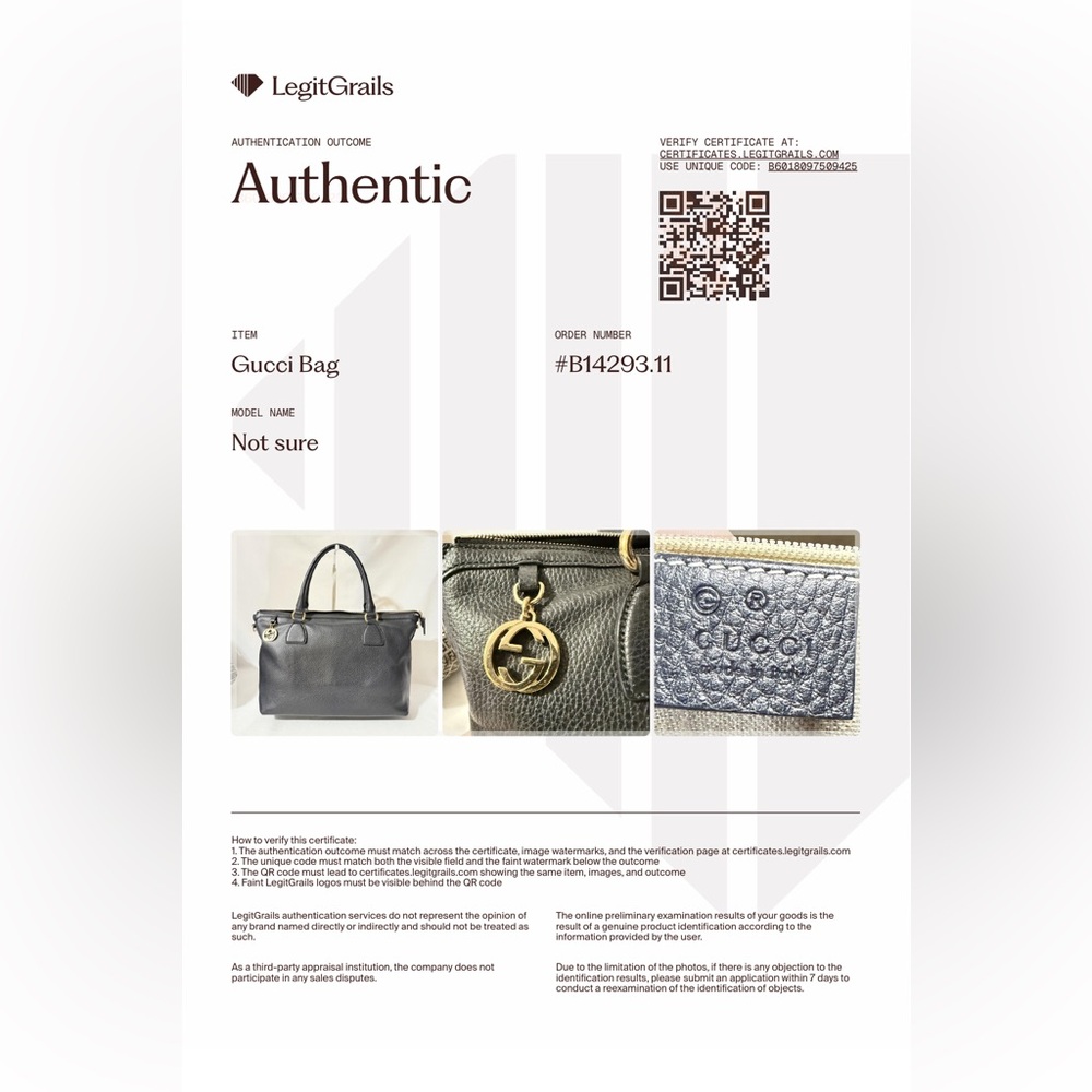 Authentic Gucci Black Leather Convertible Bag with COA - Picture 15 of 15